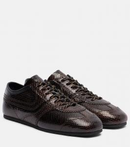 Кроссовки из кожи с эффектом крокодила Dries Van Noten, Dark Brown