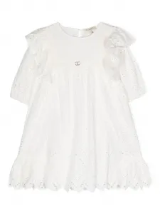 Платье с оборками и английской вышивкой Twinset Kids, белый