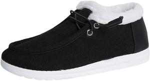 Женские зимние сапоги однотонные с шнуровкой спереди, пушистые, слипоны, ботильоны до щиколотки, комфортная теплая обувь для повседневной носки, лоферы, легкие хлопковые туфли HuayoRong, Black