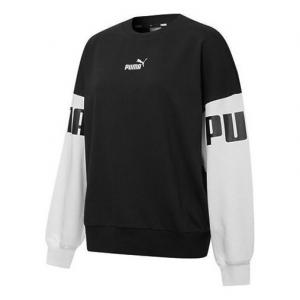 Толстовка (WMNS) PUMA Power Color Blocking Crew Logo Printing SweatshirtBlack 535187-01