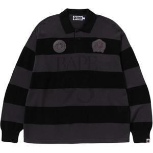 A BATHING APE Футболка Bape Jacquard Multilogo Stripe Relaxed Fit с длинным рукавом
