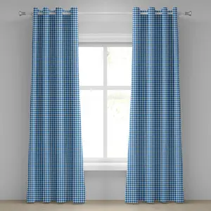 Абстрактная штора на люверсах ABAKUHAUS в стиле пикникового столика, простой двухцветный мотив с перекрывающимися лентами для кухни, декоративные двухпанельные шторы, 280 см x 245 см, цвет фиолетовый, синий, белый