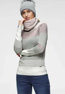 Свитер-водолазка KangaROOS в полоску с высоким воротником-стойкой, розовый