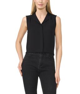 Топ CeCe Sleeveless Open Collar Top W/ Hidden Placket, Rich Black