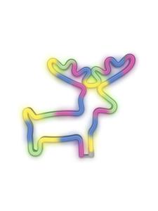 Cofi 1453 Неоновая светодиодная вывеска на батарейках/USB, ночник в виде лося - разноцветная