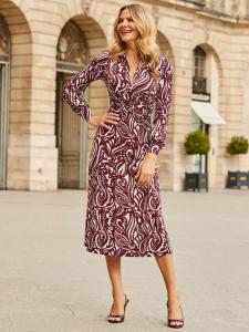 Платье с крученым принтом пейсли спереди Sosandar, Burgundy