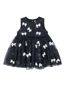 Платье с бантом из пайеток Konges Sløjd, синий