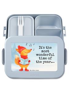 Mr. & Mrs. Panda Коробка для закусок Fox Singer Design с надписью, пастельно-голубого цвета