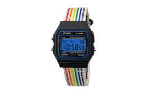 CASIO Мужские часы Retrofit Series с кварцевым механизмом и нейлоновым ремешком, черный циферблат