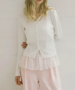 Комплект из многослойного кружевного топа и вязаного кардигана Archives, цвет Off White