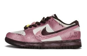 Nike Dunk Low Double Swoosh 811 Manufacturing, Berry Waffle Low top Skateboard Shoes Women's Pink Brown