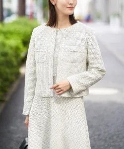 Твидовый пиджак без воротника Avv, цвет Ivory