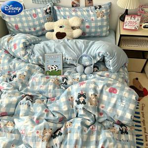 Disney Комплект постельного белья 1,5 м, 4 предмета: для одеяла 150*200 см, синий клетчатый с милыми котиками