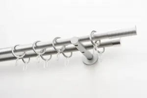 Карниз для штор GARESA "EASY", 2 направляющие, желаемая длина, комплект для штор, выдвижной, торцевая заглушка. Полоски м. алюминиевые, с кольцами 64х560 см, Ø 20 мм, цвет silberfarben