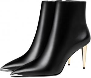 Женские сексуальные металлические ботильоны Zszszsu с заостренным носком, специальными высокими каблуками, элегантные для вечеринки, офиса, работы и ежедневной носки, размеры 4-16 US, Black