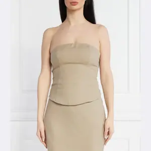 Льняной топ узкого кроя Saelynn Samsøe Samsøe, бежевый