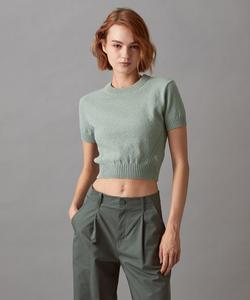 (W) Укороченный свитер с коротким рукавом Calvin Klein, джинсы Calvin Klein J224353