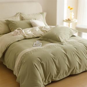 FUANNA Комплект постельного белья 2.0 м, 4 предмета: пододеяльник 220x240 см, простыня, 2 наволочки, цвет цилянь-доучу зеленый, плотный 100% хлопок