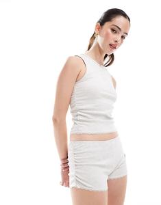 Трусики-шорты из хлопка на резинке для сна со сборками Cotton On, светло-серого цвета