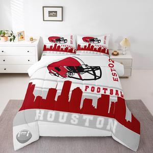 Erosebridal Комплект постельного белья Football City в американском футбольном стиле для мальчиков и девочек, красно-серый спортивный дизайн с футбольной тематикой, Red Gray