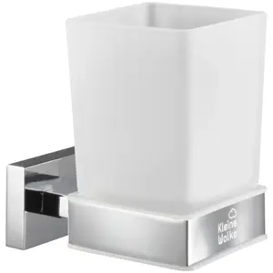 Чашка для зубной щетки Kleine Wolke «Meo», стекло/нержавеющая сталь, цвет transparent/aluminiumfarben