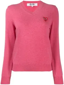 Топ с V-образным вырезом и нашивкой Comme Des Garçons Play, розовый