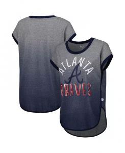 Женская серо-темно-синяя футболка без рукавов Atlanta Braves Home Run Tri-Blend Touch