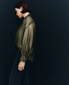 Женская блестящая блузка с длинными рукавами Couchel, старое золото