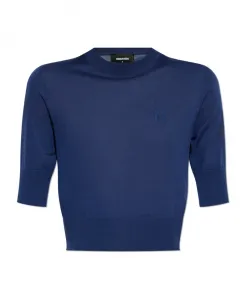 Шерстяная блузка с вышитым логотипом. Dsquared2, синий