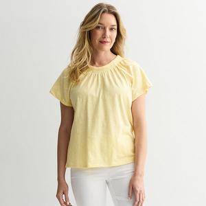 Женская блузка с коротким рукавом и сборками Croft & Barrow, Butter
