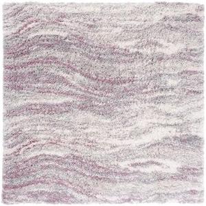 Ковер SAFAVIEH, 92 x 92 см, Fontana Shag Collection, Pink & Grey, современный абстрактный дизайн, без линьки и простой в уходе, идеален для помещений с высокой проходимостью в гостиной, спальне (FNT875U)