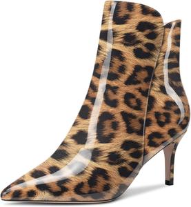 Женские ботильоны Aachcol, короткие сапожки, зауженный носок, на молнии, стойкий каблук средней высоты, лаковая кожа, 2,5 дюйма, Multicolor A