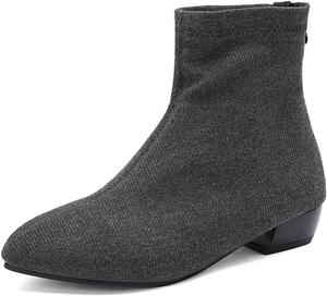 Женские сексуальные ботильоны Aflngle с острым носком, модным низким массивным каблуком и задней молнией, Grey