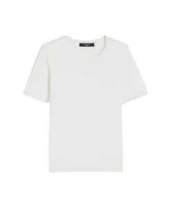 Футболка из смесовой шелковой ткани с круглым вырезом. Weekend Max Mara, белый