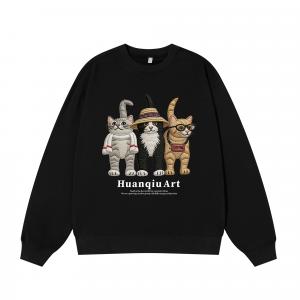 Свитшот с круглым вырезом Unisex HUANQIU, черный (fleece-lined)