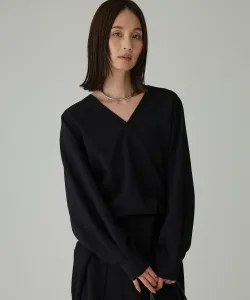 Пуловер из жоржета с V-образным вырезом Babylone, цвет Black 19