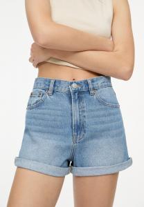 Джинсовые шорты TURN-UP PULL&BEAR, цвет Blue Denim