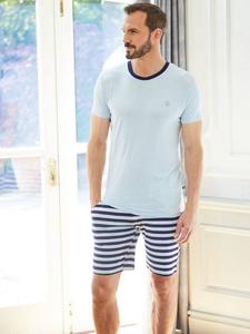 Комплект пижамы с короткими штанами из бамбуковой смеси в полоску British Boxers, Skyline