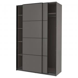 Гардероб PAX/MEHAMN IKEA, 150x66x236 см, цвет dark grey/double sided dark grey