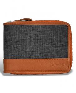 Мужской джинсовый кошелек из кожи на молнии CHAMPS, черный