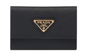 Кардхолдер из сафьяновой кожи Prada для женщин черный