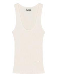 GANNI топ в рубчик, белый