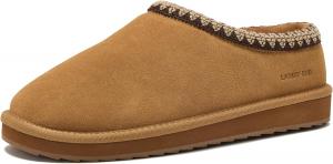 Мужские тапочки Lands' End Hearth Warm Fuzzy, с меховой подкладкой, из замши для дома и улицы, размеры 7-15, черные или коричневые