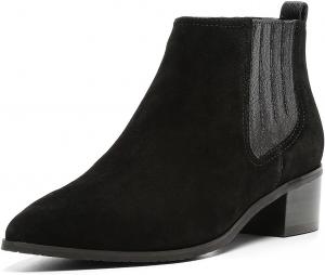 Женские закрытые ботильоны Miss Left с острым носком, низким каблуком и эластичной толстой подошвой, короткие ботинки с петлями для надевания, классическая обувь для работы и офиса, размеры US 4-16, Black