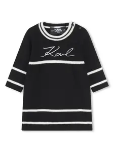 Трикотажное платье с вышитым логотипом KARL LAGERFELD KIDS, черный