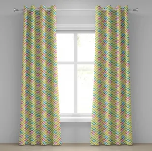 Угловая штора ABAKUHAUS с люверсами, цветной геометрический зигзагообразный узор, армейский современный графический рисунок, декоративные двухпанельные шторы, 280 см x 245 см, разноцветные Abakuhaus