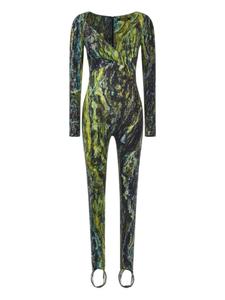 Roberto Cavalli комбинезон с принтом, зеленый