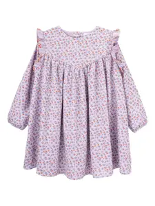 Платье с оборками и цветочным принтом Knot, фиолетовый