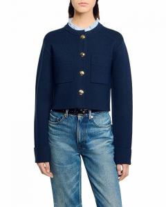 Кардиган с воротником-рюшем Sandro, синий