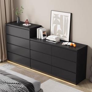 Yu Senyi Комод для спальни и гостиной, готовый к сборке, 8 ящиков, большой объем, темно-черный цвет